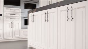 Wellington Anew Gray ( Maple | Plain Cut [ Frameless • Satin • Painted ] - 10' X 10' Kitchen Cabinet ) | Assembled In USA