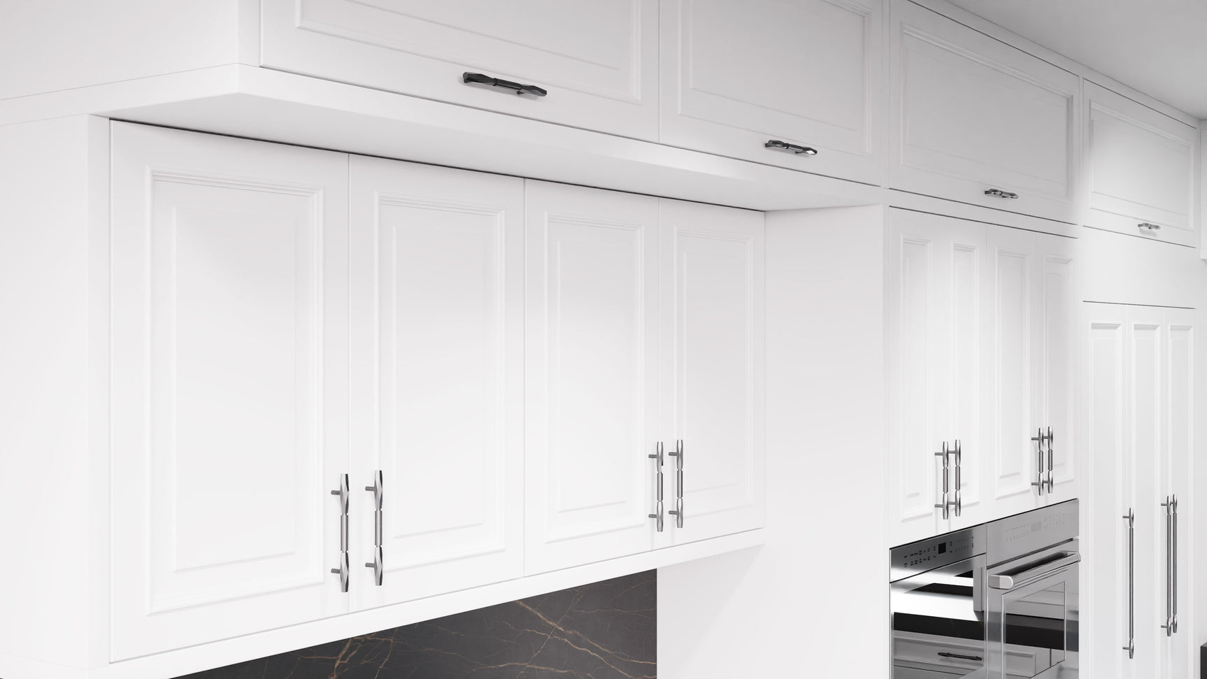 Wellington Bright White ( Maple | Plain Cut [ Frameless • Satin • Painted ] - 10' X 10' Kitchen Cabinet ) | Assembled In USA