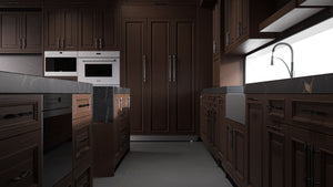 Wellington Cherry Black Walnut ( Cherry | Plain Cut [ Frameless • Satin • Stained ] - 10' X 10' Kitchen Cabinet ) | Assembled In USA