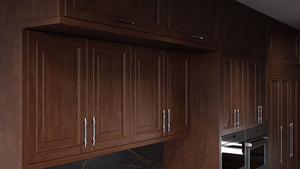 Wellington Cherry Cognac ( Cherry | Plain Cut [ Frameless • Satin • Stained ] - 10' X 10' Kitchen Cabinet ) | Assembled In USA