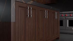 Wellington Cherry Cognac ( Cherry | Plain Cut [ Frameless • Satin • Stained ] - 10' X 10' Kitchen Cabinet ) | Assembled In USA