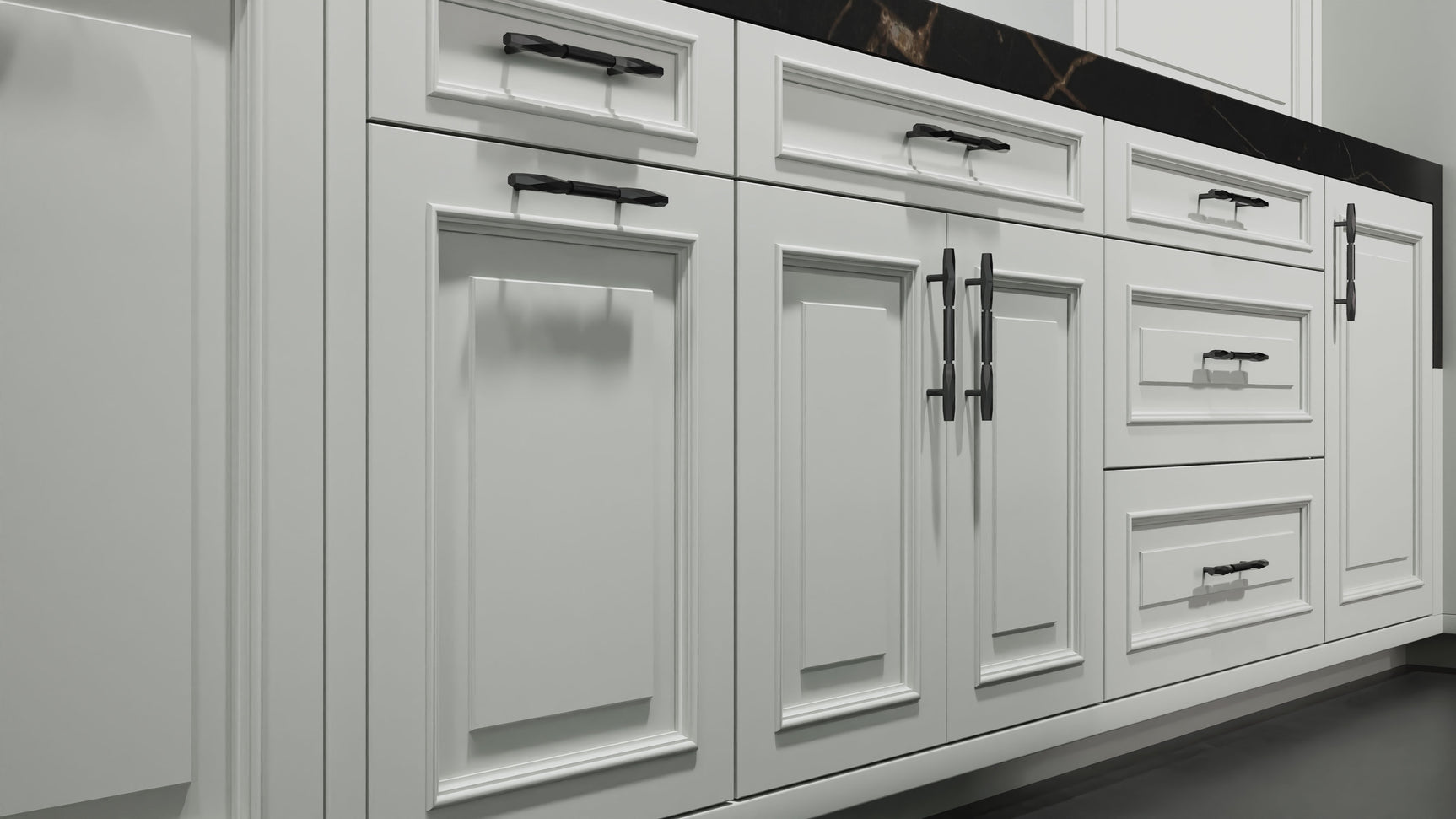 Wellington Dove Gray ( Maple | Plain Cut [ Frameless • Satin • Painted ] - 10' X 10' Kitchen Cabinet ) | Assembled In USA