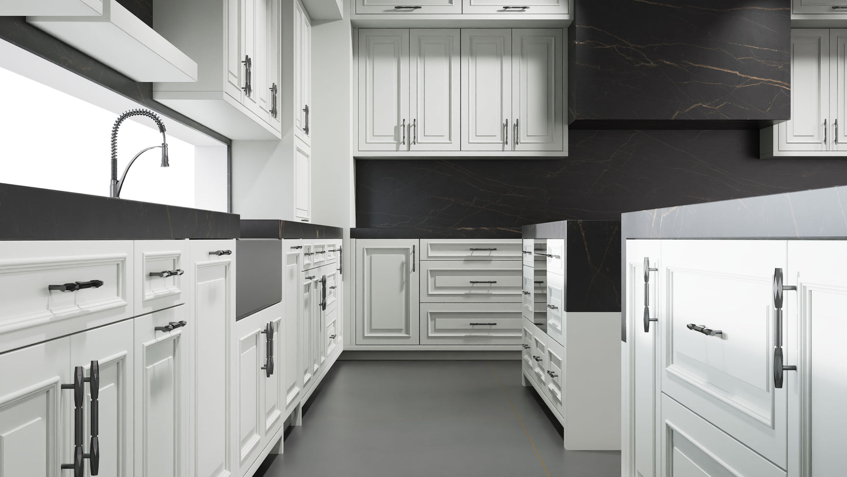 Wellington Dove Gray ( Maple | Plain Cut [ Frameless • Satin • Painted ] - 10' X 10' Kitchen Cabinet ) | Assembled In USA