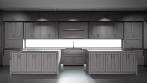 Wellington Iron Ore ( Maple | Plain Cut [ Frameless • Satin • Painted ] - 10' X 10' Kitchen Cabinet ) | Assembled In USA