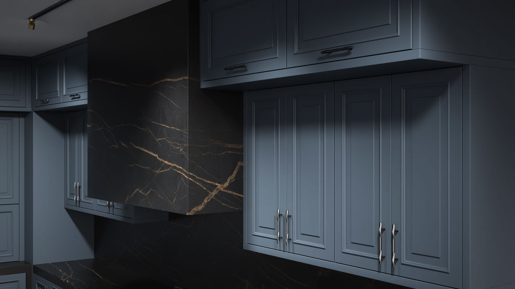 Wellington Midnight Blue ( Maple | Plain Cut [ Frameless • Satin • Painted ] - 10' X 10' Kitchen Cabinet ) | Assembled In USA