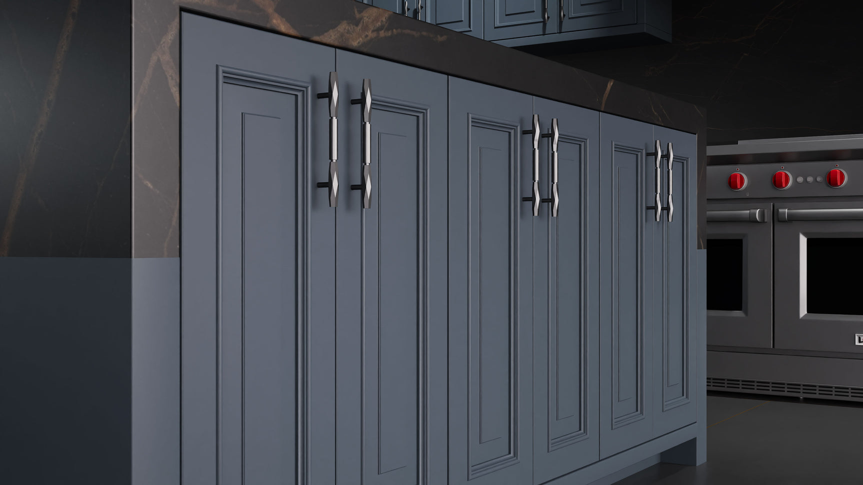 Wellington Midnight Blue ( Maple | Plain Cut [ Frameless • Satin • Painted ] - 10' X 10' Kitchen Cabinet ) | Assembled In USA