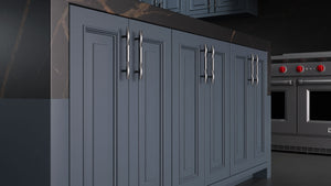 Wellington Midnight Blue ( Maple | Plain Cut [ Frameless • Satin • Painted ] - 10' X 10' Kitchen Cabinet ) | Assembled In USA