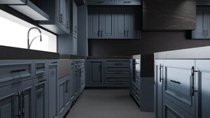 Wellington Midnight Blue ( Maple | Plain Cut [ Frameless • Satin • Painted ] - 10' X 10' Kitchen Cabinet ) | Assembled In USA