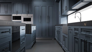 Wellington Midnight Blue ( Maple | Plain Cut [ Frameless • Satin • Painted ] - 10' X 10' Kitchen Cabinet ) | Assembled In USA