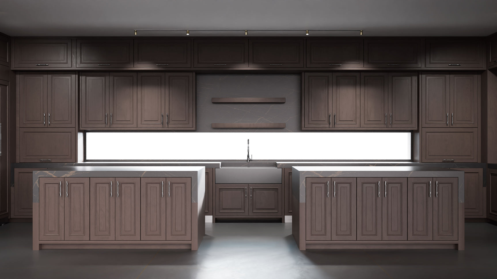 Wellington Misty Gray ( Cherry | Plain Cut [ Frameless • Satin • Stained ] - 10' X 10' Kitchen Cabinet ) | Assembled In USA