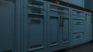 Wellington Oceana Blue ( Maple | Plain Cut [ Frameless • Satin • Painted ] - 10' X 10' Kitchen Cabinet ) | Assembled In USA