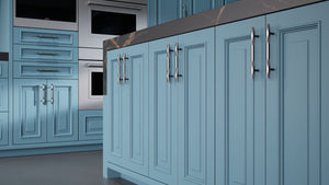 Wellington Oceana Blue ( Maple | Plain Cut [ Frameless • Satin • Painted ] - 10' X 10' Kitchen Cabinet ) | Assembled In USA