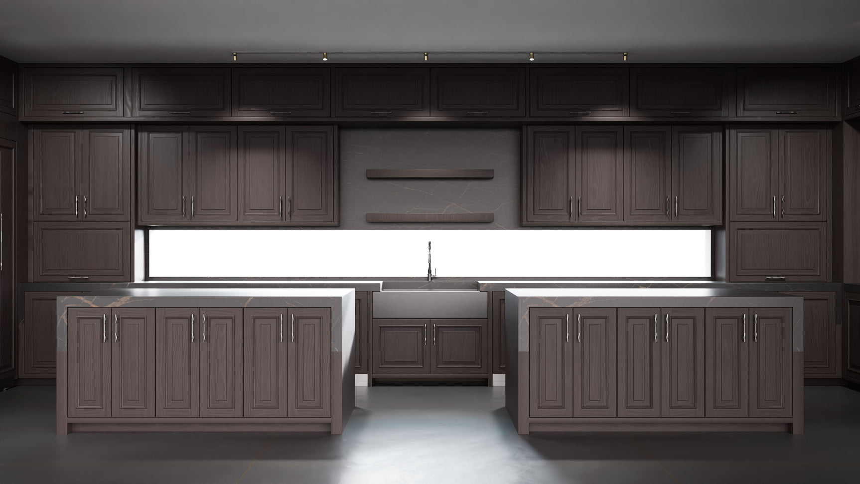 Wellington Onyx Cherry ( Cherry | Plain Cut [ Frameless • Satin • Stained ] - 10' X 10' Kitchen Cabinet ) | Assembled In USA