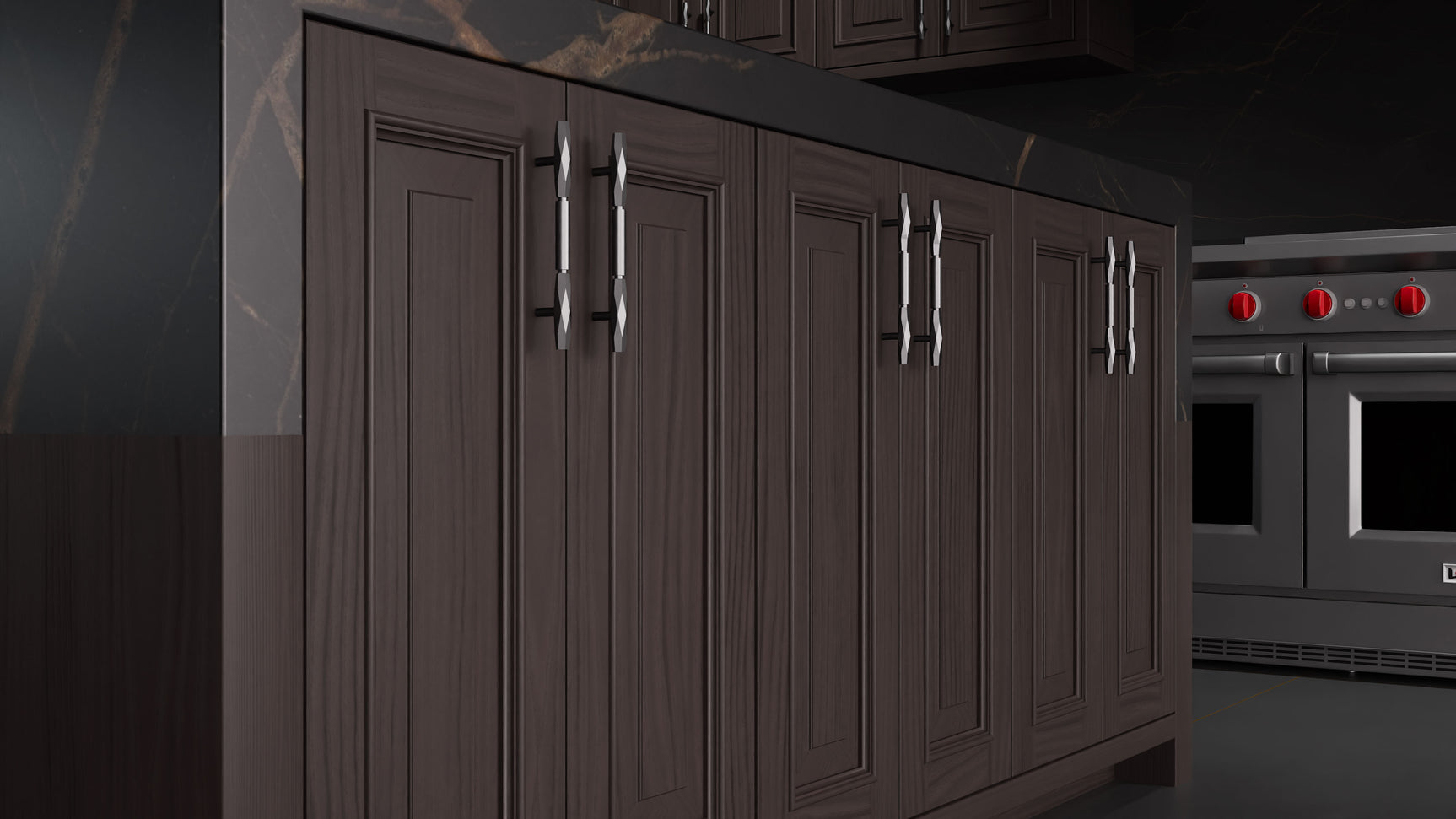 Wellington Onyx Cherry ( Cherry | Plain Cut [ Frameless • Satin • Stained ] - 10' X 10' Kitchen Cabinet ) | Assembled In USA