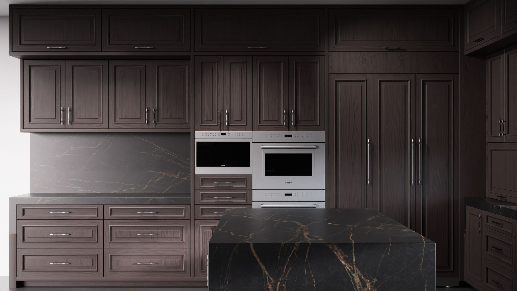 Wellington Onyx Cherry ( Cherry | Plain Cut [ Frameless • Satin • Stained ] - 10' X 10' Kitchen Cabinet ) | Assembled In USA