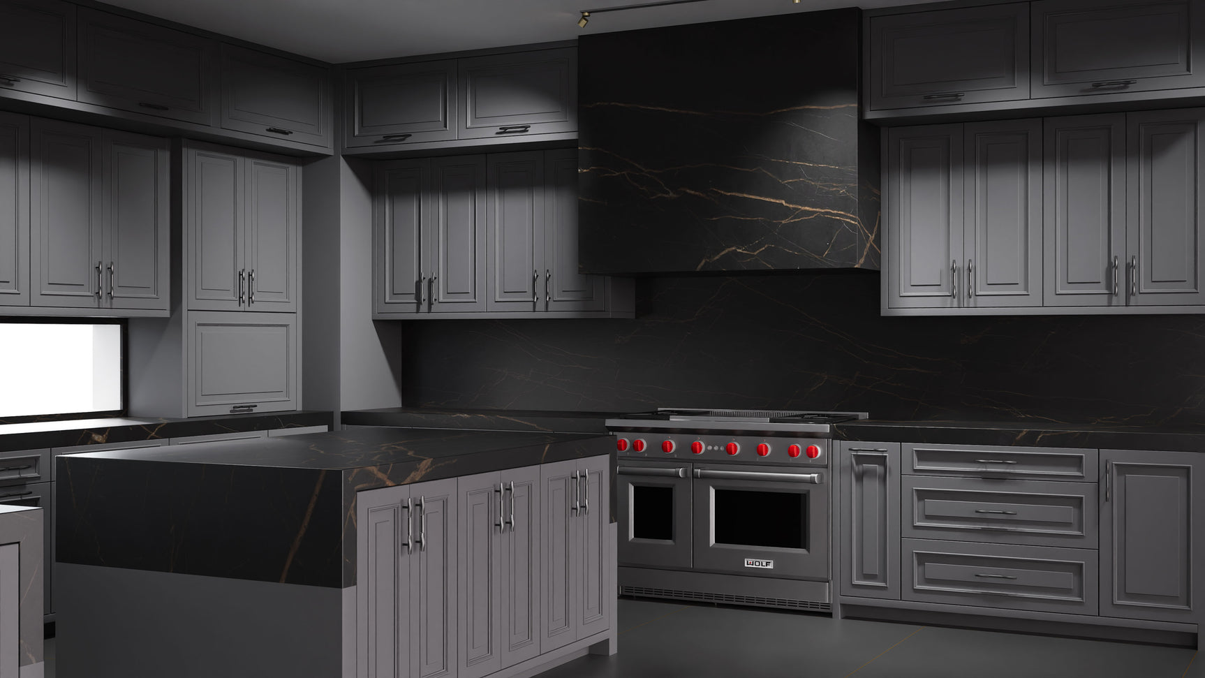 Wellington Peppercorn ( Maple | Plain Cut [ Frameless • Satin • Painted ] - 10' X 10' Kitchen Cabinet ) | Assembled In USA