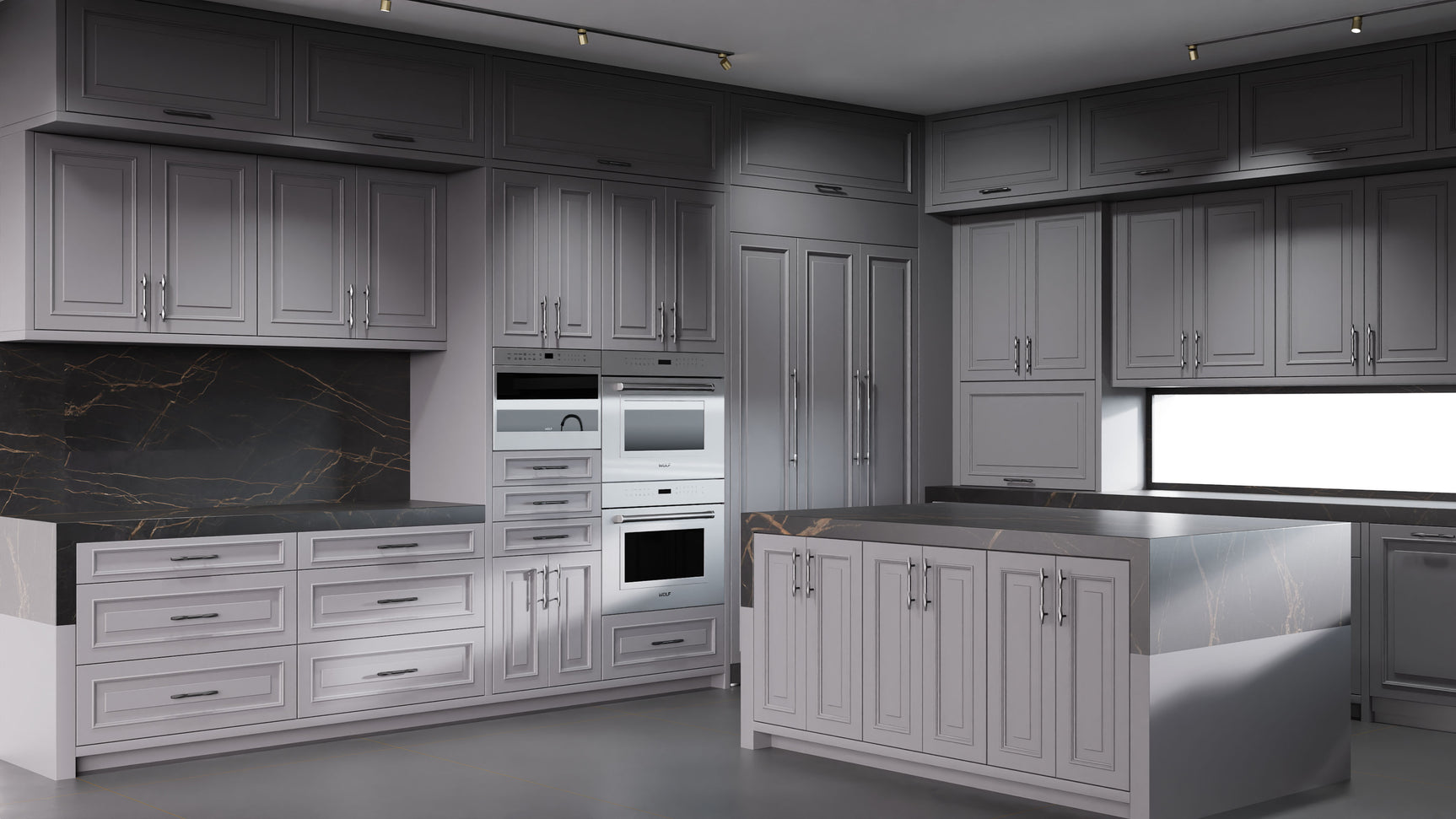 Wellington Peppercorn ( Maple | Plain Cut [ Frameless • Satin • Painted ] - 10' X 10' Kitchen Cabinet ) | Assembled In USA