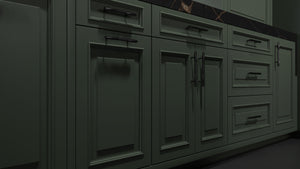 Wellington Pewter Green ( Maple | Plain Cut [ Frameless • Satin • Painted ] - 10' X 10' Kitchen Cabinet ) | Assembled In USA