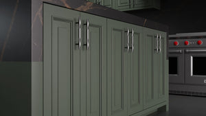 Wellington Pewter Green ( Maple | Plain Cut [ Frameless • Satin • Painted ] - 10' X 10' Kitchen Cabinet ) | Assembled In USA