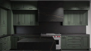 Wellington Pewter Green ( Maple | Plain Cut [ Frameless • Satin • Painted ] - 10' X 10' Kitchen Cabinet ) | Assembled In USA