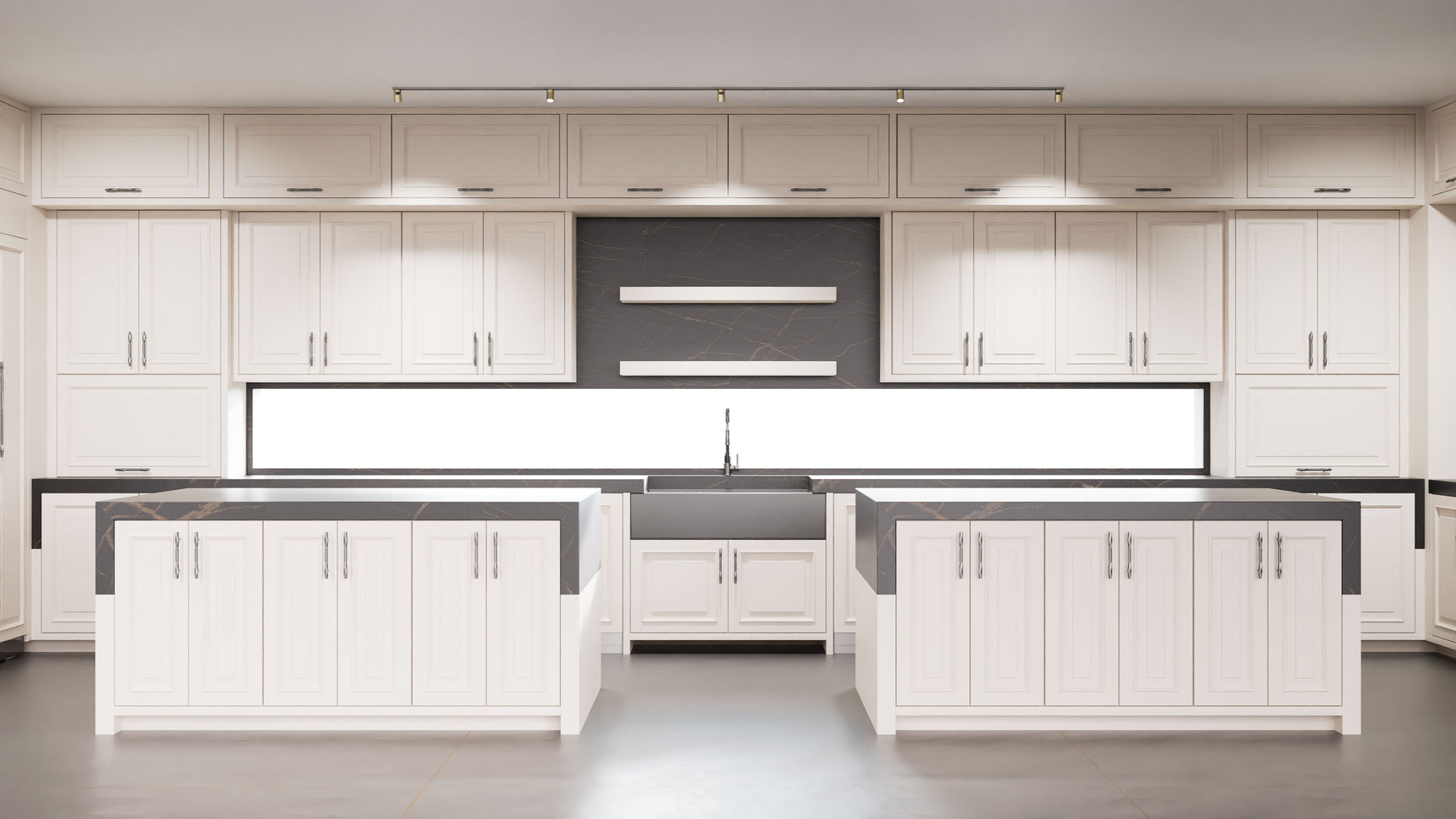 Wellington Repose Gray ( Maple | Plain Cut [ Frameless • Satin • Painted ] - 10' X 10' Kitchen Cabinet ) | Assembled In USA