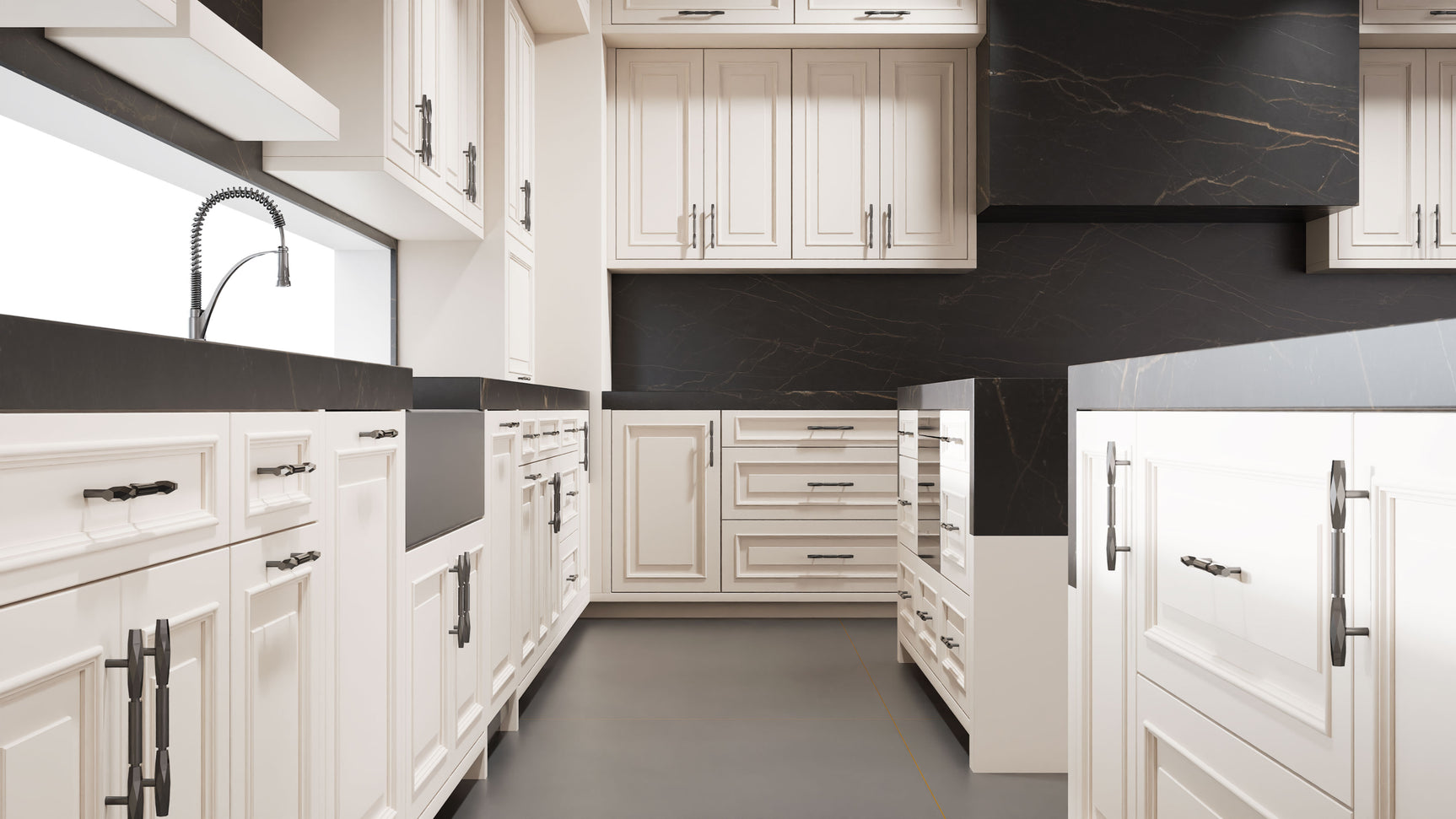 Wellington Repose Gray ( Maple | Plain Cut [ Frameless • Satin • Painted ] - 10' X 10' Kitchen Cabinet ) | Assembled In USA