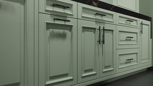 Wellington Sage Green ( Maple | Plain Cut [ Frameless • Satin • Painted ] - 10' X 10' Kitchen Cabinet ) | Assembled In USA