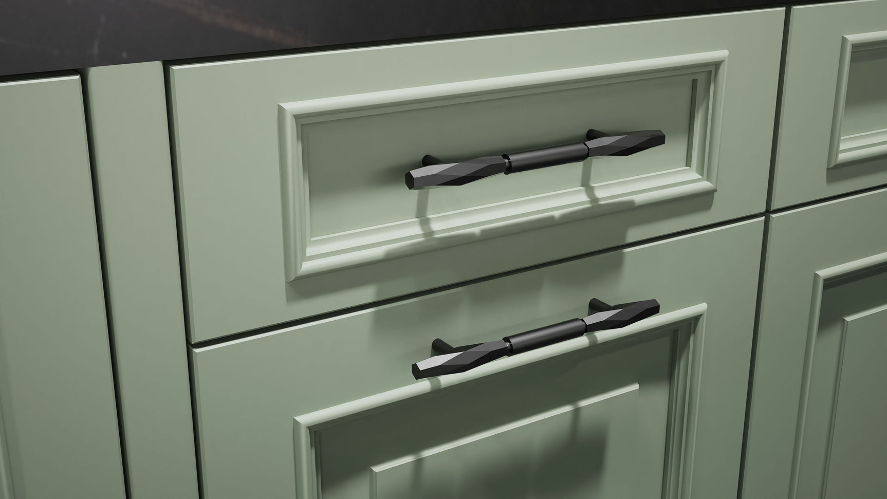 Wellington Sage Green ( Maple | Plain Cut [ Frameless • Satin • Painted ] - 10' X 10' Kitchen Cabinet ) | Assembled In USA