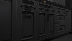 Wellington Simply Black ( Maple | Plain Cut [ Frameless • Satin • Painted ] - 10' X 10' Kitchen Cabinet ) | Assembled In USA