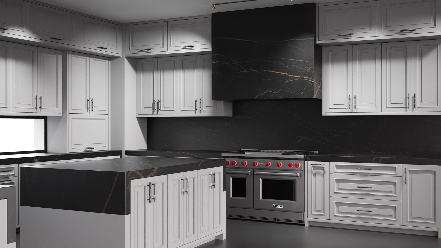 Wellington Simply Gray ( Maple | Plain Cut [ Frameless • Satin • Painted ] - 10' X 10' Kitchen Cabinet ) | Assembled In USA