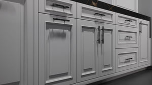 Wellington Simply Gray ( Maple | Plain Cut [ Frameless • Satin • Painted ] - 10' X 10' Kitchen Cabinet ) | Assembled In USA