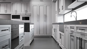 Wellington Simply Gray ( Maple | Plain Cut [ Frameless • Satin • Painted ] - 10' X 10' Kitchen Cabinet ) | Assembled In USA