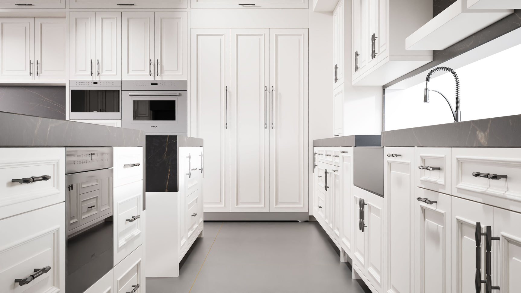 Wellington Simply White ( Maple | Plain Cut [ Frameless • Satin • Painted ] - 10' X 10' Kitchen Cabinet ) | Assembled In USA