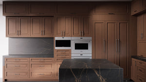 Wellington Winter Wheat ( Cherry | Plain Cut [ Frameless • Satin • Stained ] - 10' X 10' Kitchen Cabinet ) | Assembled In USA