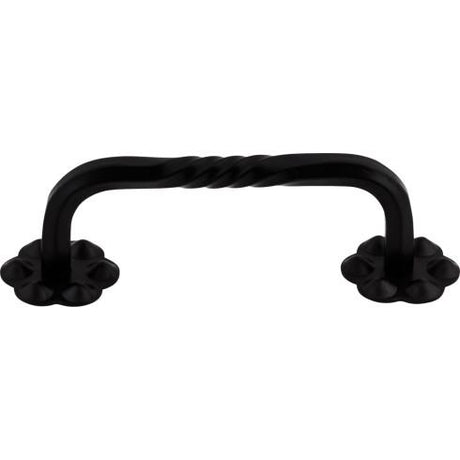 Thin Twist D-Pull w/Backplate ( Steel | Patina Black - Normandy Collection ) | Manufactured Globally
