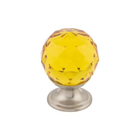 Amber Crystal Knob ( Brass | Brushed Satin Nickel - Crystal Collection ) | Manufactured Globally