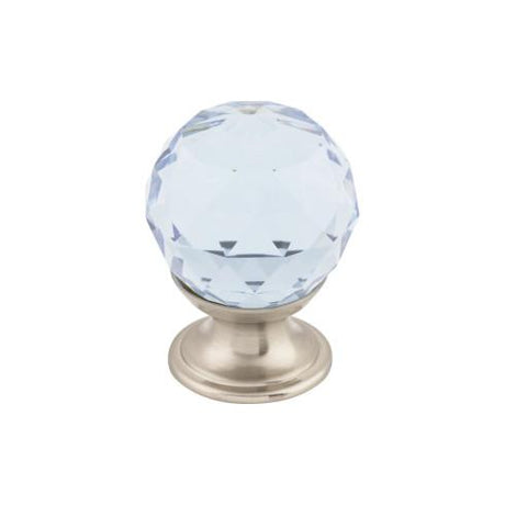 Light Blue Crystal Knob ( Brass | Brushed Satin Nickel - Crystal Collection ) | Manufactured Globally