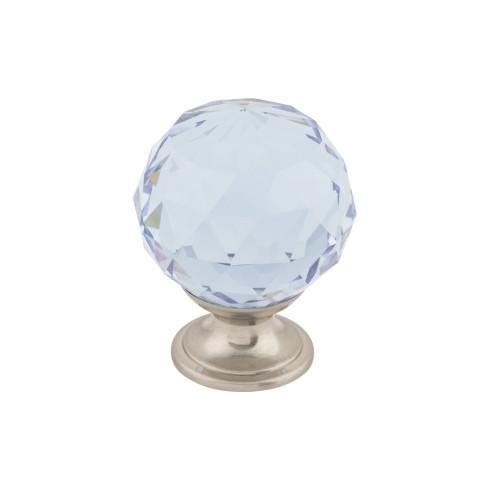 Light Blue Crystal Knob ( Brass | Brushed Satin Nickel - Crystal Collection ) | Manufactured Globally