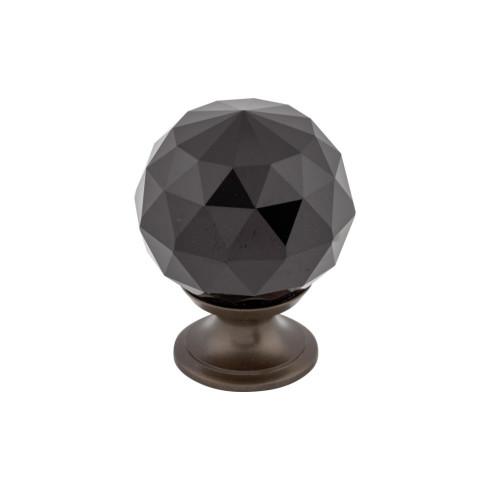Perilla de cristal negro (latón | bronce frotado con aceite - Colección Crystal) | Fabricada en todo el mundo