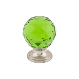 Green Crystal Knob ( Brass | Brushed Satin Nickel - Crystal Collection ) | Manufactured Globally