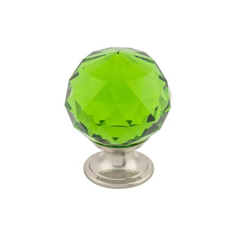 Green Crystal Knob ( Brass | Brushed Satin Nickel - Crystal Collection ) | Manufactured Globally