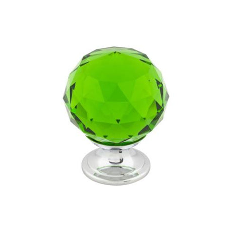 Green Crystal Knob ( Brass | Polished Chrome - Crystal Collection ) | Manufactured Globally