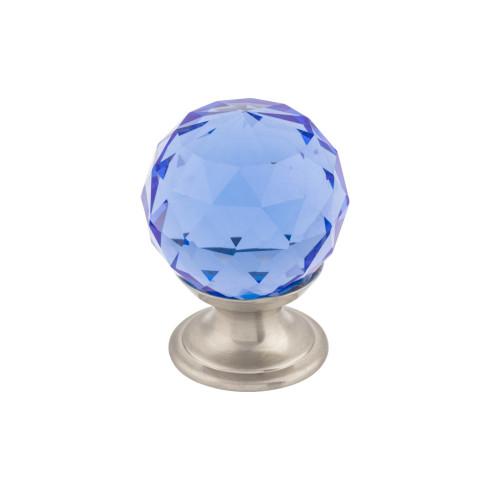 Blue Crystal Knob ( Brass | Brushed Satin Nickel - Crystal Collection ) | Manufactured Globally