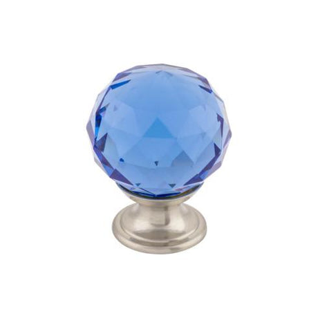 Blue Crystal Knob ( Brass | Brushed Satin Nickel - Crystal Collection ) | Manufactured Globally