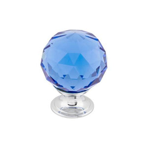 Blue Crystal Knob ( Brass | Polished Chrome - Crystal Collection ) | Manufactured Globally