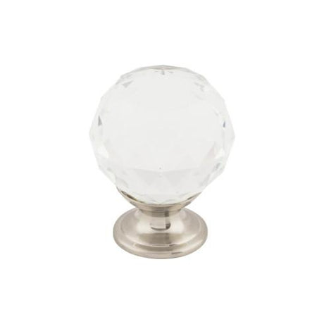 Clear Crystal Knob ( Brass | Brushed Satin Nickel - Crystal Collection ) | Manufactured Globally