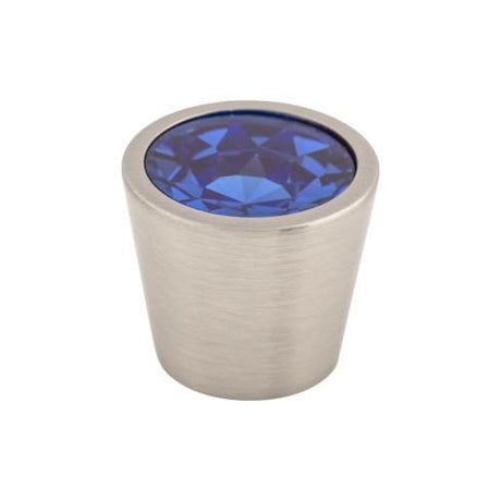 Blue Crystal Center Knob ( Brass | Brushed Satin Nickel - Crystal Collection ) | Manufactured Globally