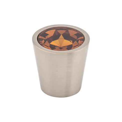 Wine Crystal Center Knob ( Brass | Brushed Satin Nickel - Crystal Collection ) | Manufactured Globally