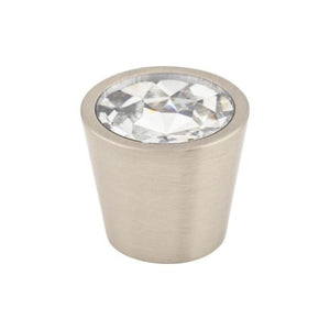 Clear Crystal Center Knob ( Brass | Brushed Satin Nickel - Crystal Collection ) | Manufactured Globally