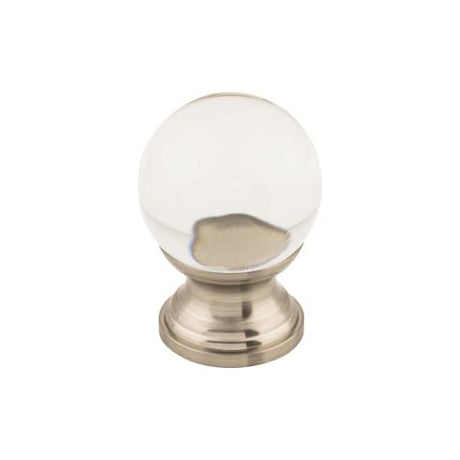 Clarity Clear Glass Round Knob ( Zinc Alloy | Brushed Satin Nickel - Serene Collection ) | Manufactured Globally